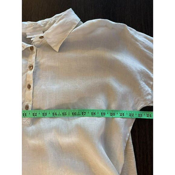 J.Jill Love Linen Tan/Cream Popover Tunic Top With 3/4 Sleeves - Size L - Picture 6 of 7